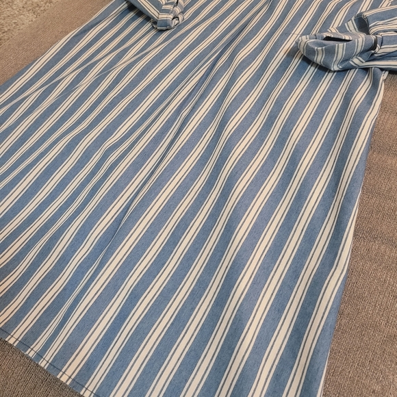 Skies Are Blue White Striped Midi 3/4 Sleeve Dress Size Large - Picture 3 of 6